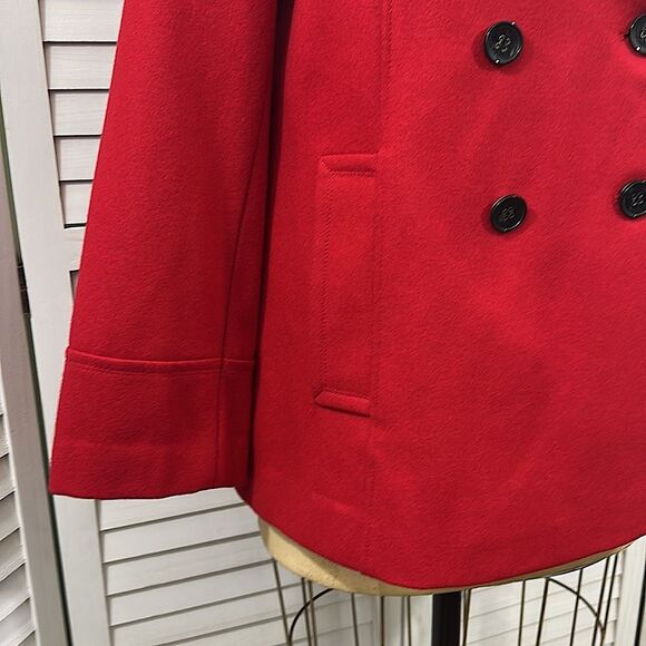 Calvin Klein Red Peacoat Size 12 Wool Blend - Picture 5 of 13